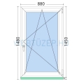 90x150cm, bukó-nyíló, jobbos, kétrétegű üvegezésű, fehér Active műanyag ablak