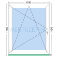 120x150cm, bukó-nyíló, balos, kétrétegű üvegezésű, fehér Active műanyag ablak