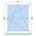 120x150cm, bukó-nyíló, jobbos, kétrétegű üvegezésű, fehér Active műanyag ablak